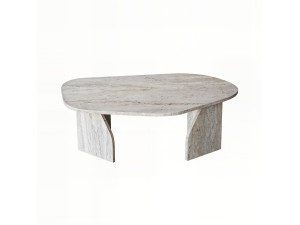 Drewniany stolik kawowy "Rock" 100 x 60 x 35 cm - trawertyn