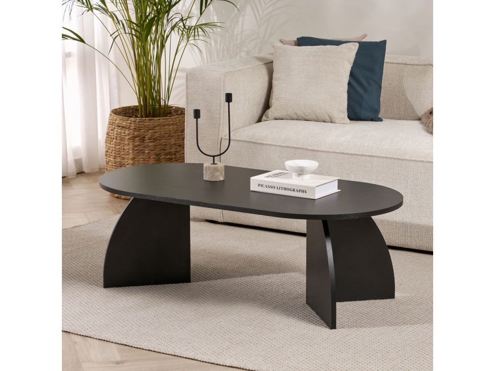 Drewniany stolik kawowy "Melina" 120 x 60 x 40 cm - Czarne drewno