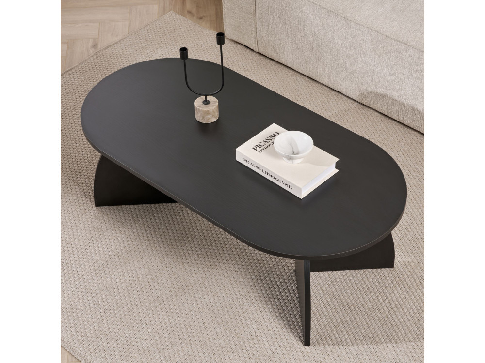 Drewniany stolik kawowy "Melina" 120 x 60 x 40 cm - Czarne drewno