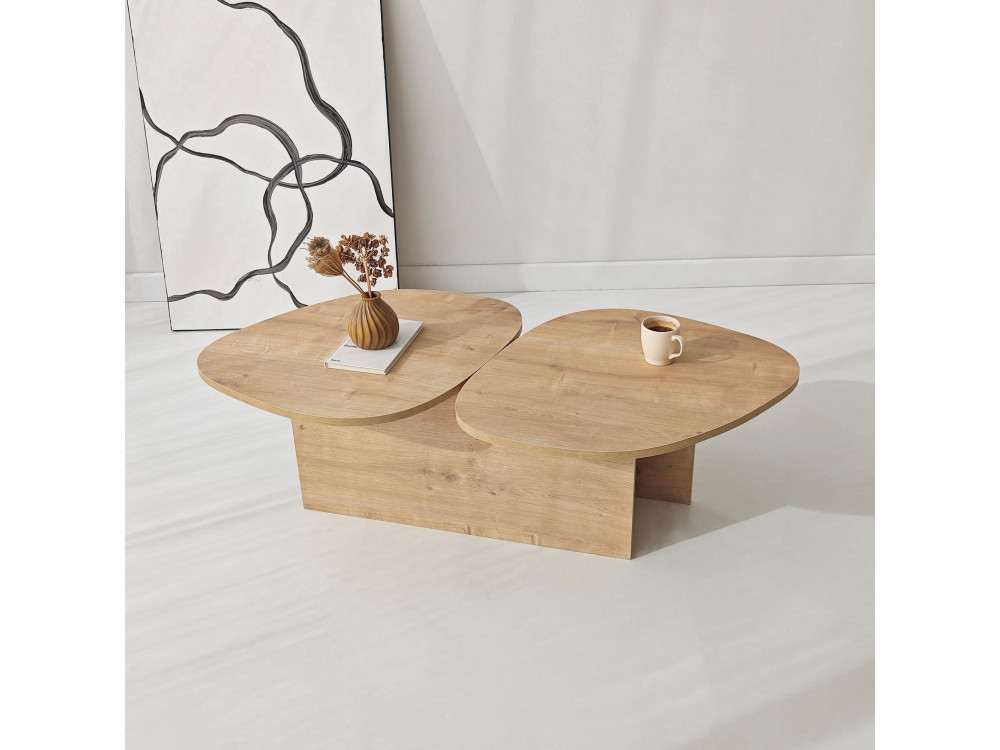 Drewniany stolik kawowy "Stones" 125 x 60 x 38 cm - dąb szafirowy