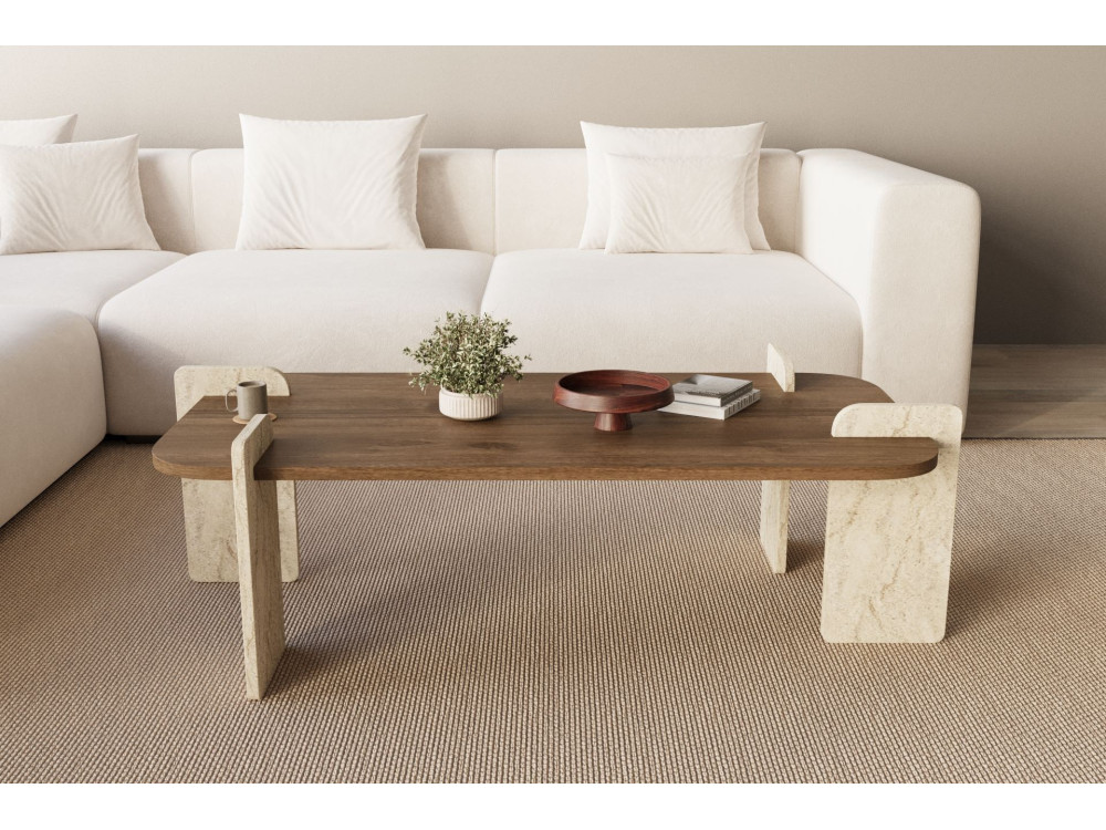 Drewniany stolik kawowy "Leapiri" - 120 x 60 x 35 cm - Brązowy