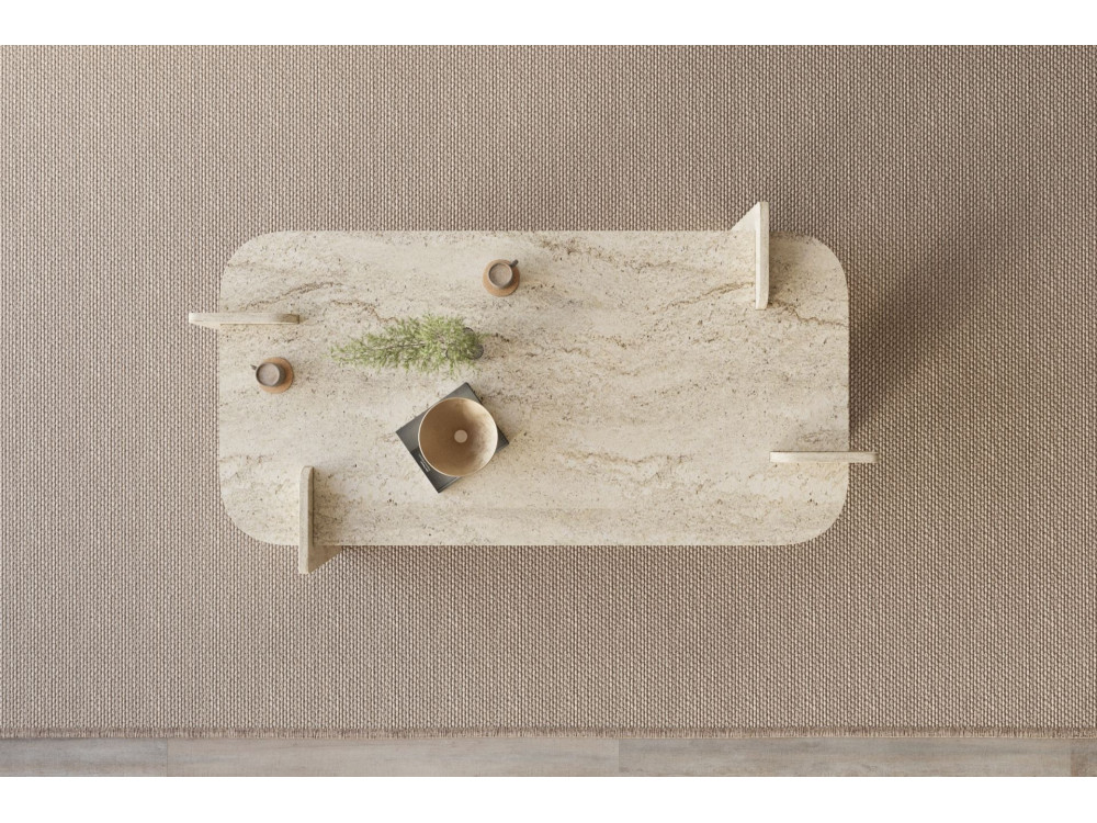 Drewniany stolik kawowy "Lovge" 120 x 60 x 35 cm - trawertyn