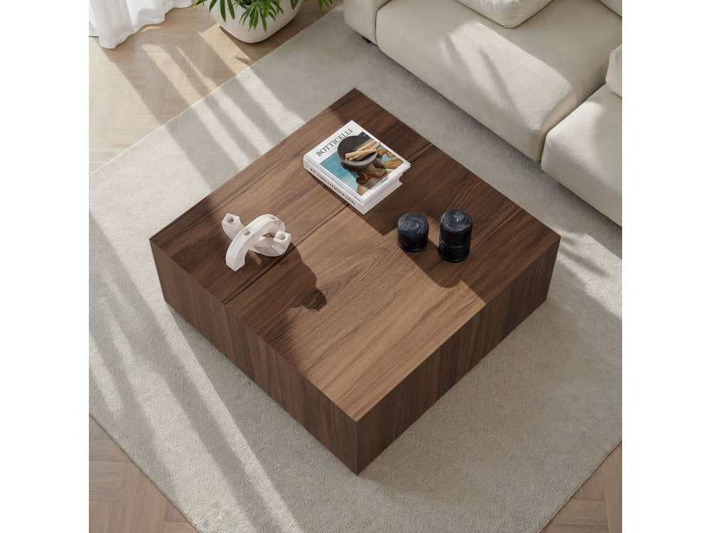 Stolik kawowy MDF "Prizma" - 90 x 90 x 35 cm - Orzech włoski