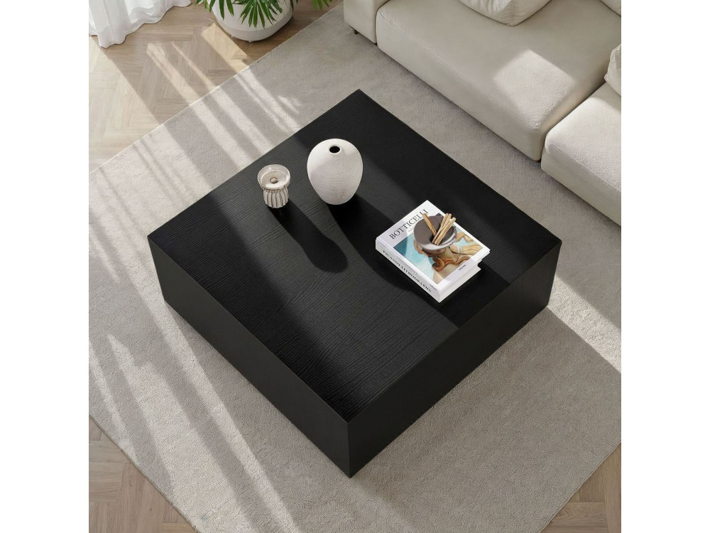 Stolik kawowy "Prizma" MDF - 90 x 90 x 35 cm - Czarne drewno