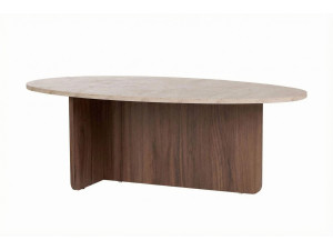 Drewniany stolik kawowy "Orba" - 120 x 65 x 40 cm - trawertyn