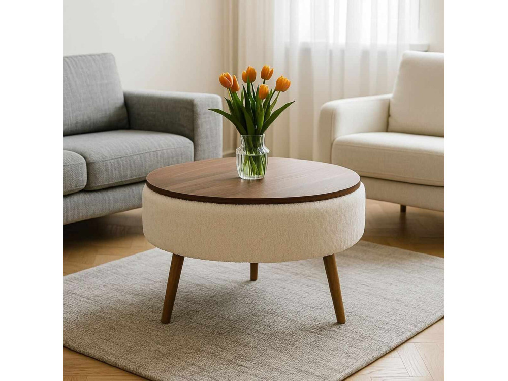 Stolik kawowy "Noya Round" - 60 x 60 x 44 cm - Biały