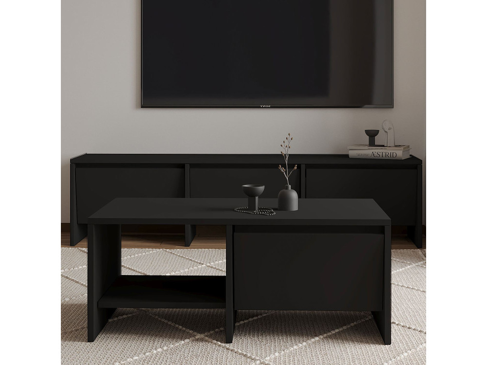 Drewniany stolik kawowy "Laris" - 90 x 45 x 35 cm - Czarny