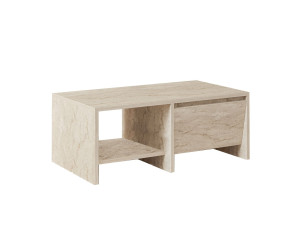 Drewniany stolik kawowy "Laris" - 90 x 45 x 35 cm - trawertyn