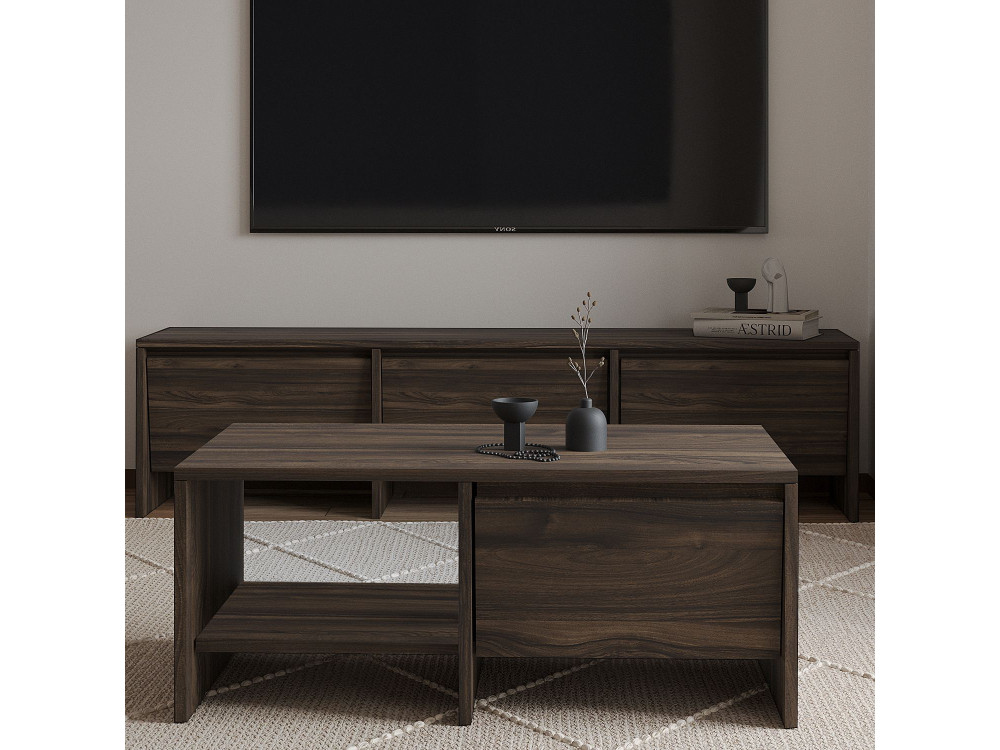 Drewniany stolik kawowy "Laris" - 90 x 45 x 35 cm - Brązowy