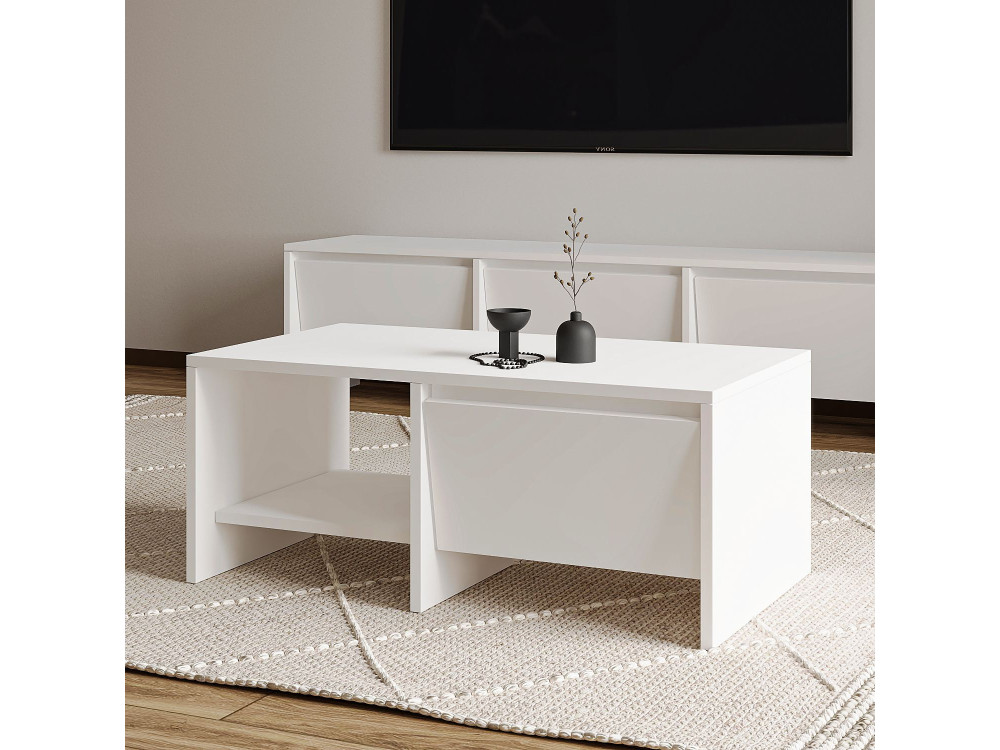 Drewniany stolik kawowy "Laris" - 90 x 45 x 35 cm - Biały
