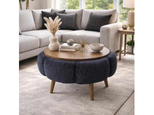 Drewniany stolik kawowy Papatya 60" - 60 x 60 x 44 cm - Antracytowy szary
