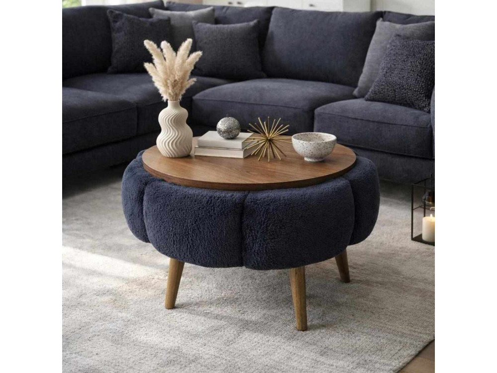 Drewniany stolik kawowy Papatya 60" - 60 x 60 x 44 cm - Antracytowy szary
