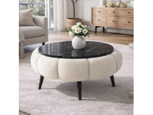 Drewniany stolik kawowy Papatya 60" - 60 x 60 x 44 cm - Biały