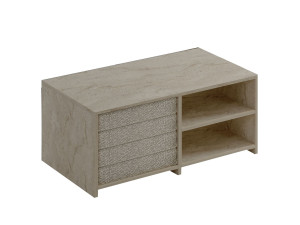 Drewniany stolik kawowy "Gord" - 90 x 45 x 44 cm - trawertyn