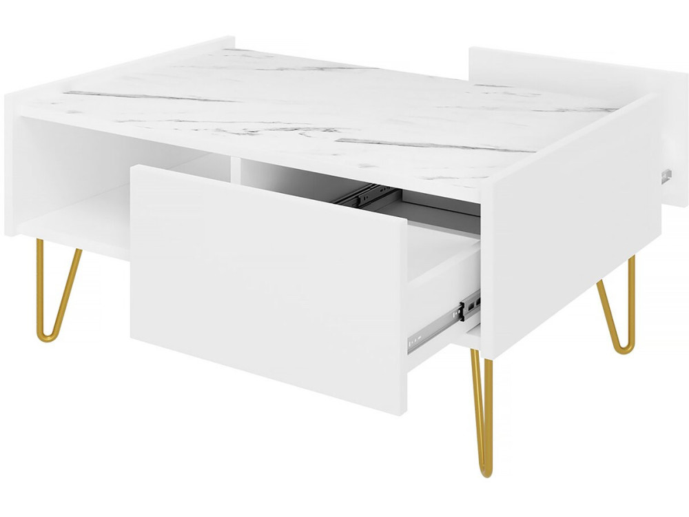 Stolik kawowy „Narine L” – 97 x 45 x 65 cm – biały