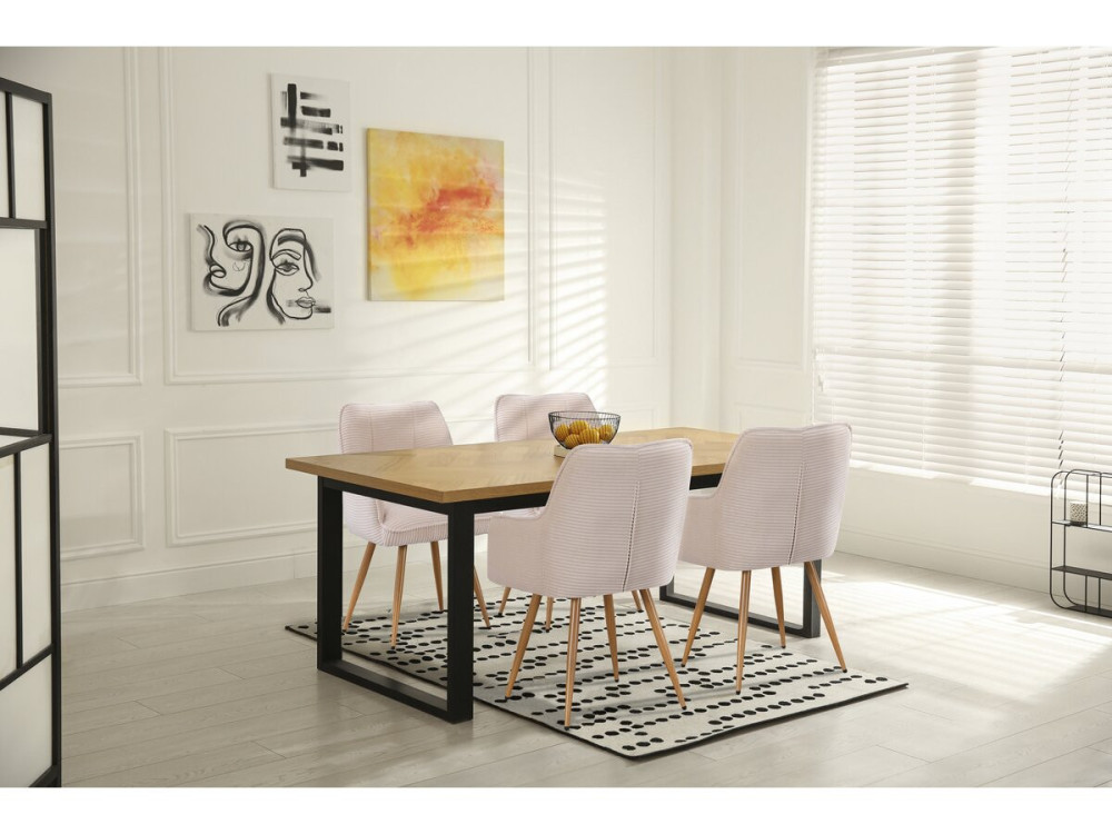 Zestaw 2 krzeseł z aksamitu prążkowanego „Mayra” – 60 x 56 x 88 cm – beżowy