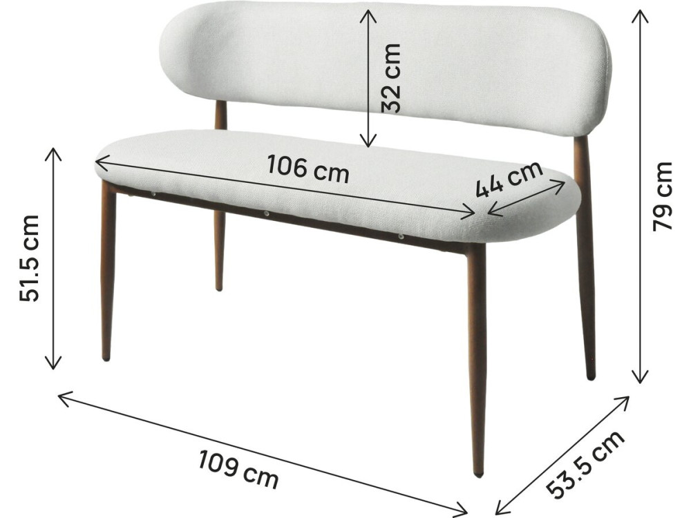 Ławka do jadalni z tkaniny - 110 cm - "Sélène" - 3 miejsca siedzące - Jasnoszary i brązowy