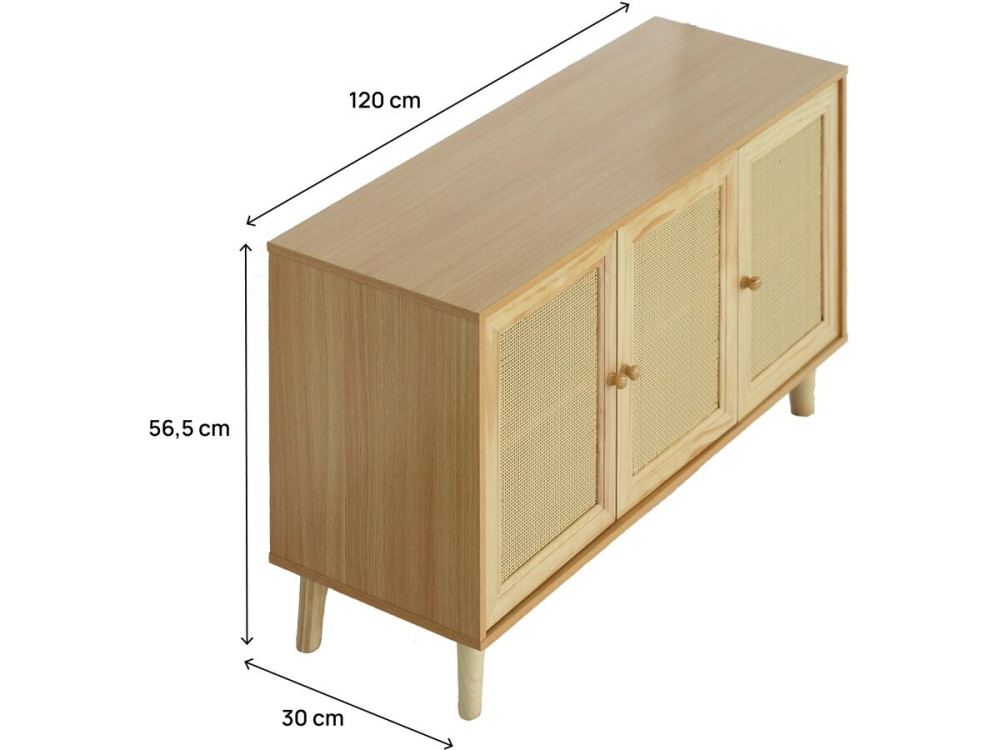 Kredens „Neuille” w stylu trzciny - 120 x 40 x 71,5 cm - bez