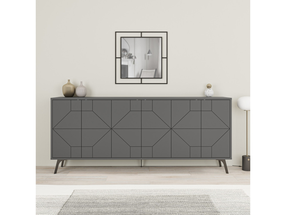 Drewniany kredens "Dune" - 183 x 35 x 77 cm - Antracyt