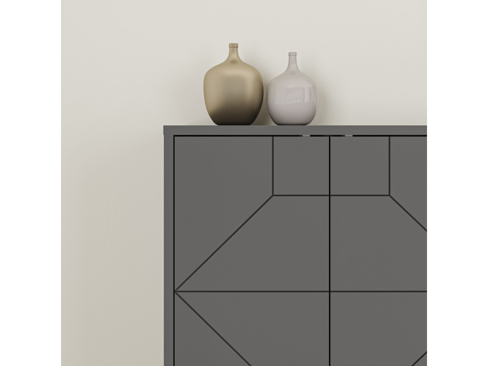 Drewniany kredens "Dune" - 183 x 35 x 77 cm - Antracyt