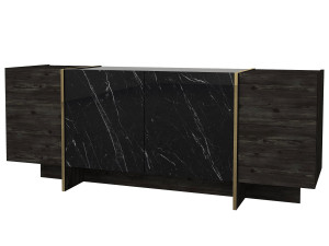 Drewniany kredens "Veyron" - 180 x 46 x 75 cm - Czarny/złoty