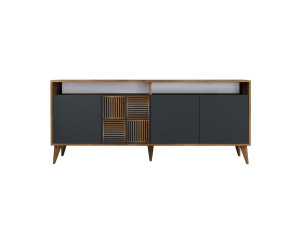 Kredens drewniany "Milan" - 180 x 35 x 78 cm - Orzech antracytowy
