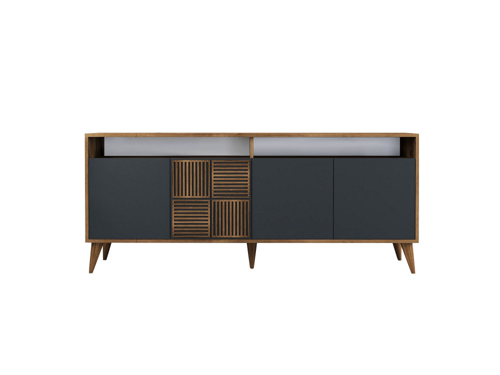 Kredens drewniany "Milan" - 180 x 35 x 78 cm - Orzech antracytowy