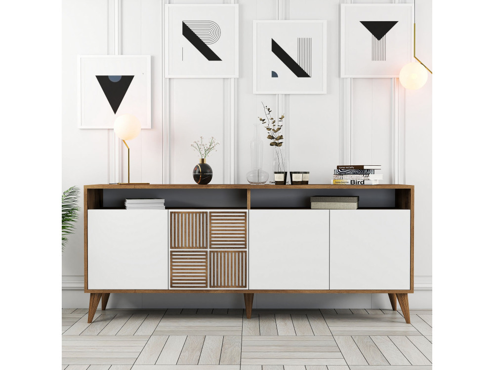 Drewniany kredens "Milan" - 180 x 35 x 78 cm - Biały