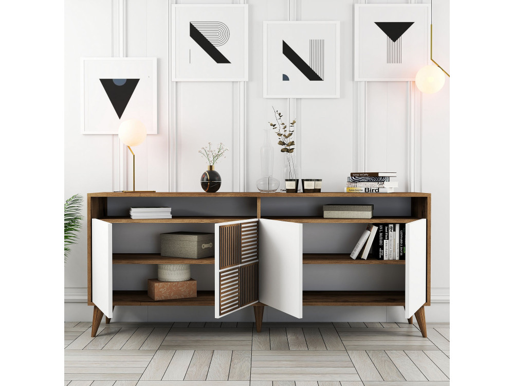 Drewniany kredens "Milan" - 180 x 35 x 78 cm - Biały