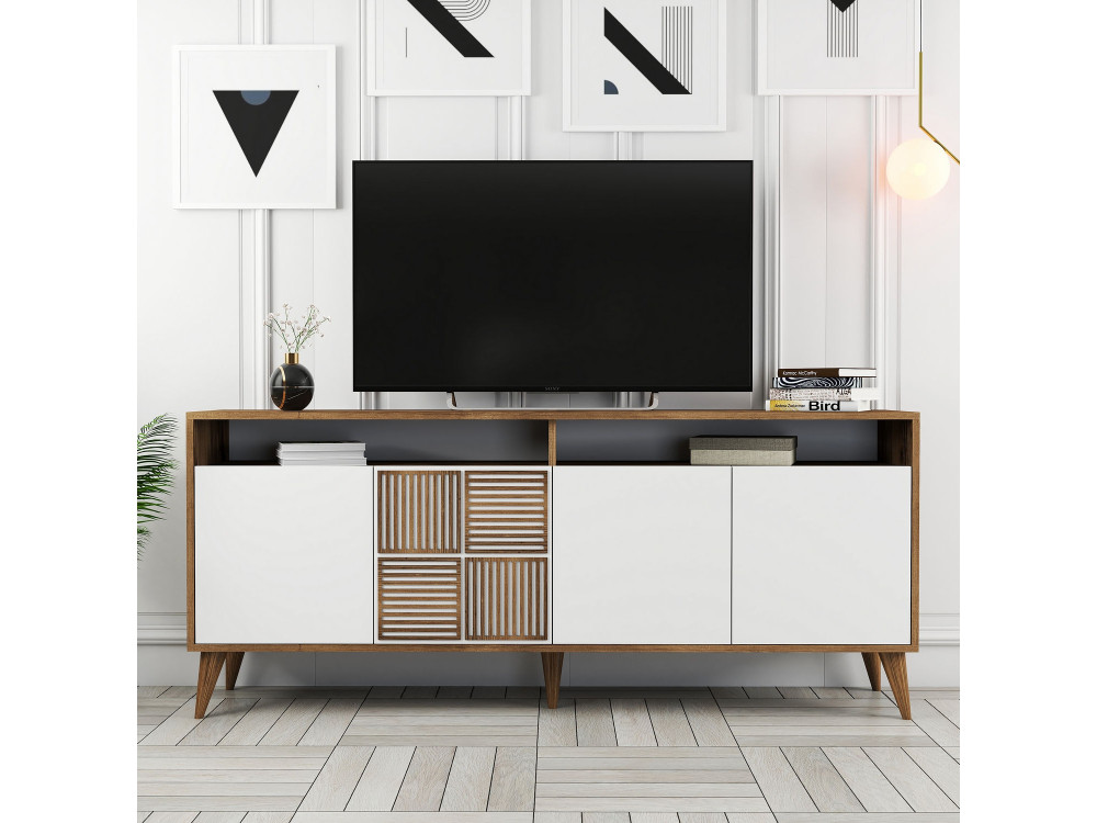 Drewniany kredens "Milan" - 180 x 35 x 78 cm - Biały