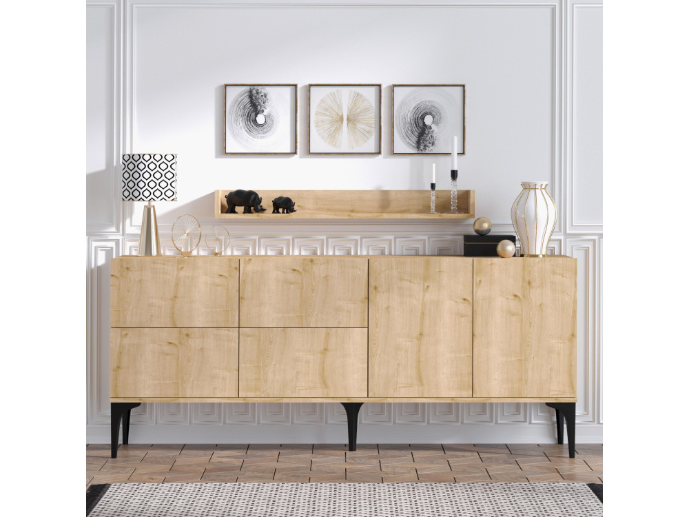 Kredens drewniany "Stella" - 180 x 40 x 55 cm - Dąb szafirowy