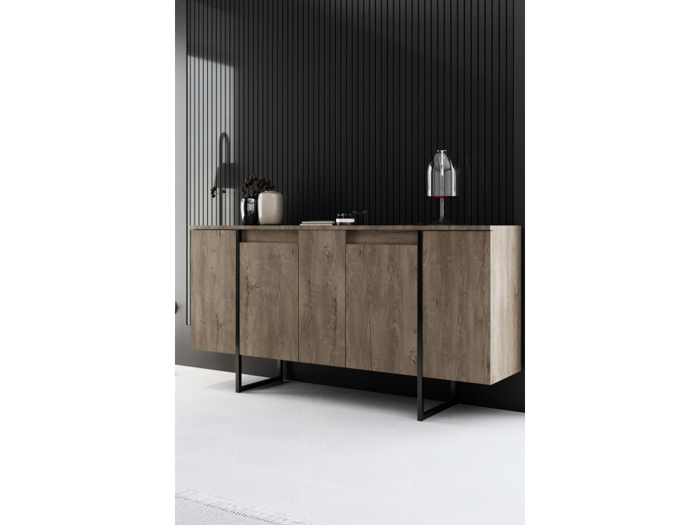 Drewniany kredens "Luxe" - 160 x 35 x 80 cm - Orzech czarny