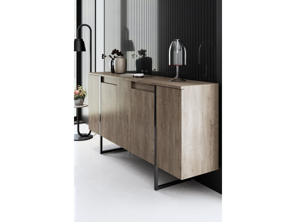 Drewniany kredens "Luxe" - 160 x 35 x 80 cm - Orzech czarny
