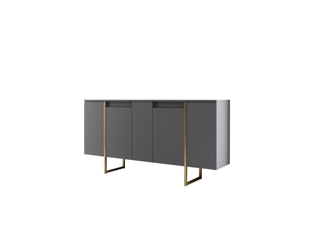 Drewniany kredens "Luxe" - 160 x 35 x 80 cm - Antracytowe złoto