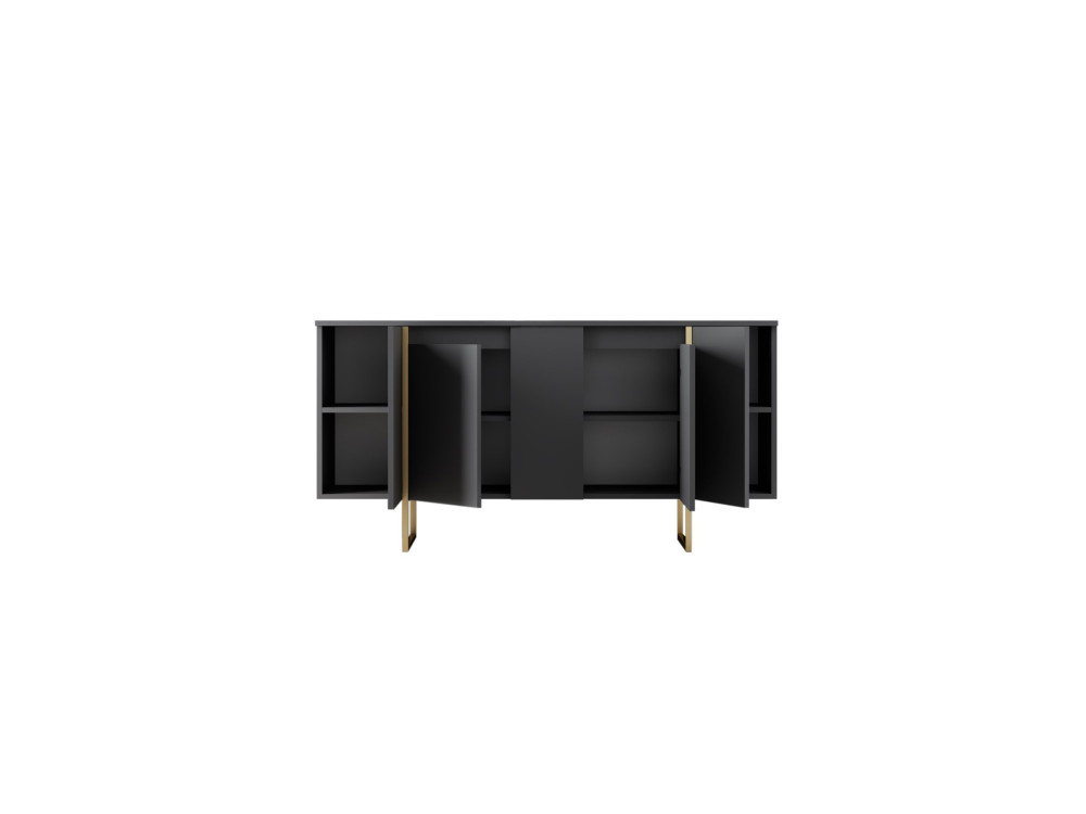 Drewniany kredens "Luxe" - 160 x 35 x 80 cm - Antracytowe złoto