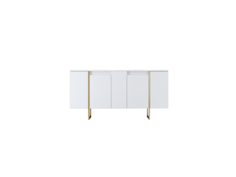 Drewniany kredens "Luxe" - 160 x 35 x 80 cm - Białe złoto