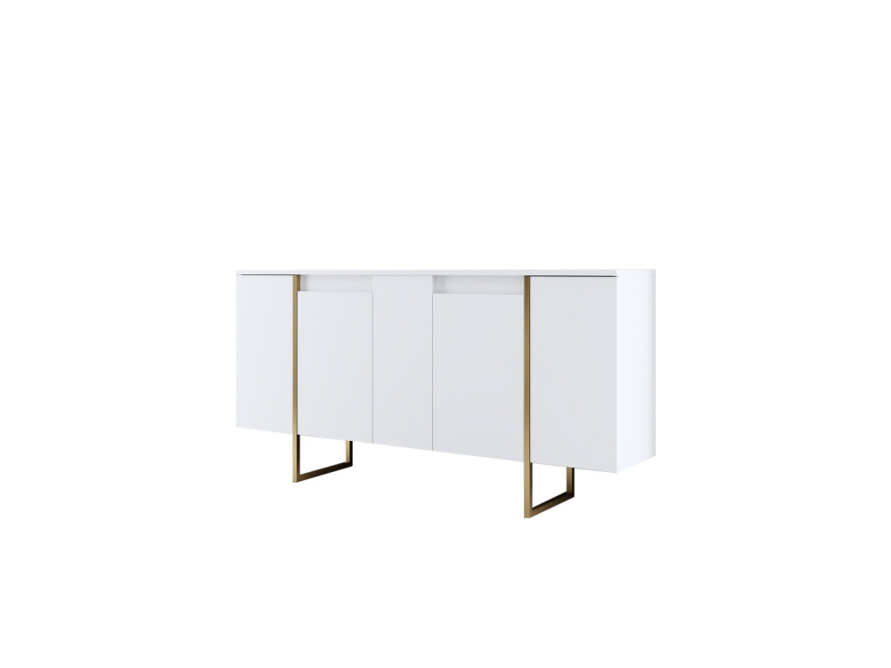 Drewniany kredens "Luxe" - 160 x 35 x 80 cm - Białe złoto