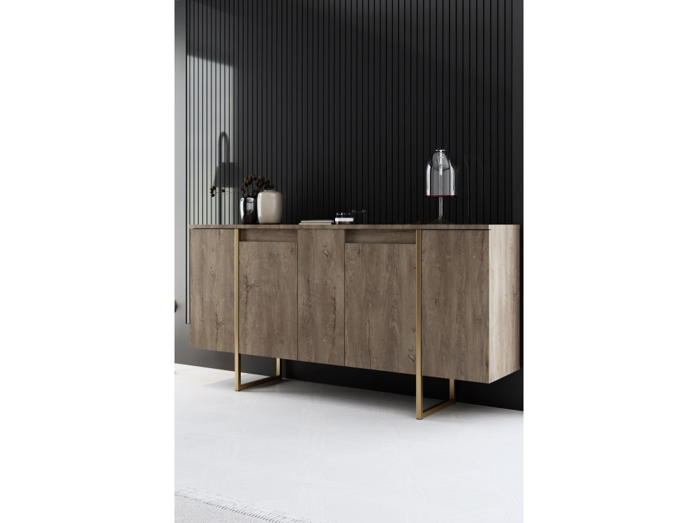 Drewniany kredens "Luxe" - 160 x 35 x 80 cm - Brązowy