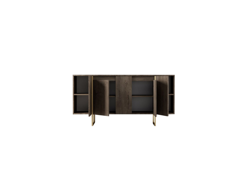 Drewniany kredens "Luxe" - 160 x 35 x 80 cm - Brązowy