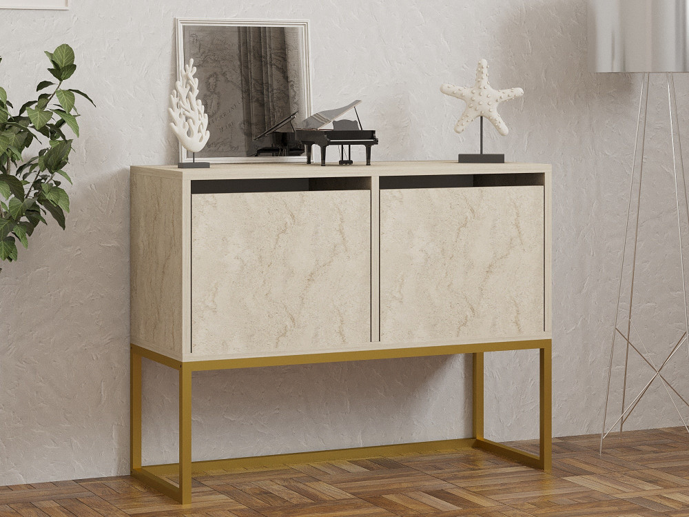 Drewniany kredens "Zermat" - 90 x 34 x 70 cm - trawertyn
