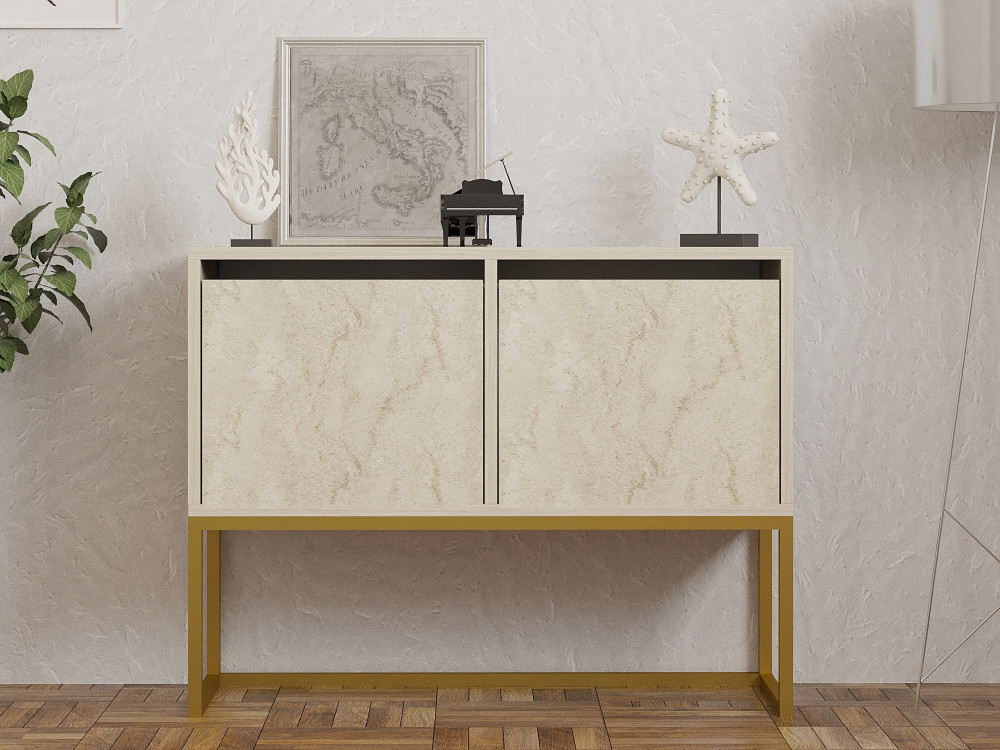 Drewniany kredens "Zermat" - 90 x 34 x 70 cm - trawertyn