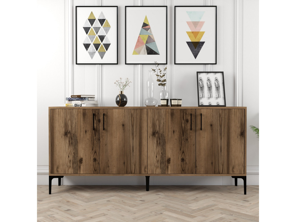 Drewniany kredens "Kiev" - 180 x 35 x 78 cm - Orzech włoski