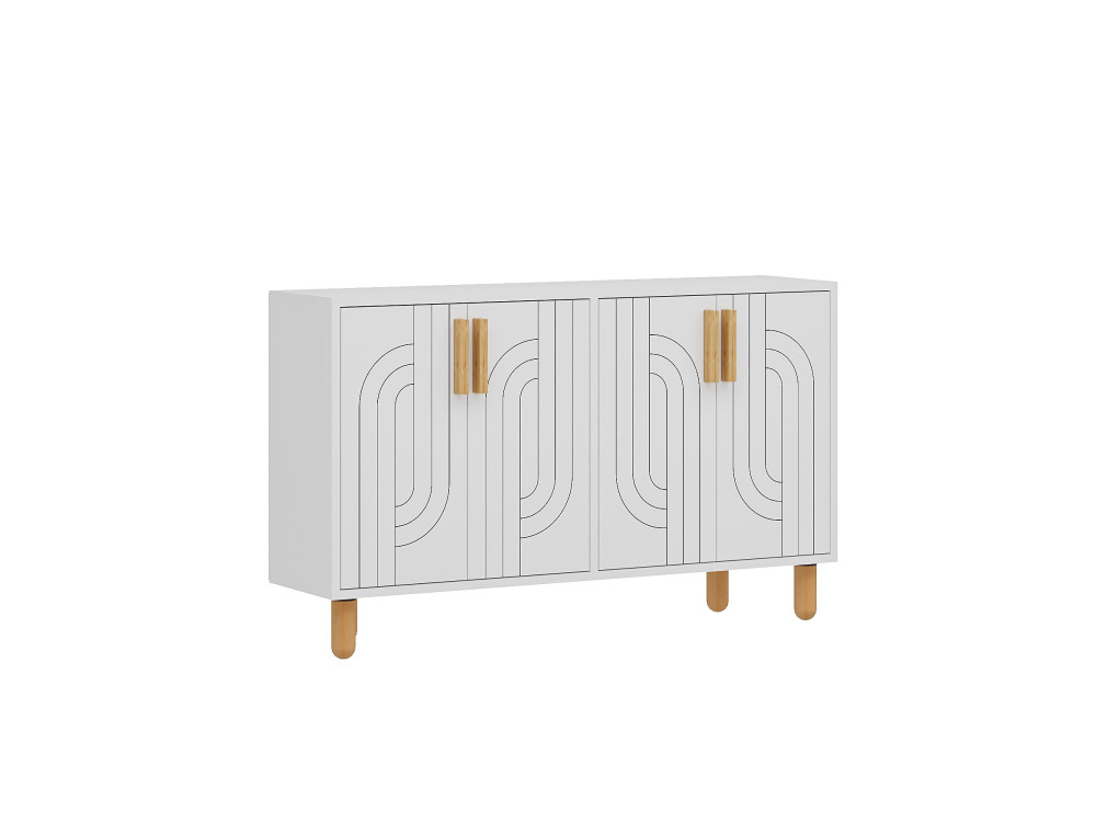 Drewniany kredens "Rodney" - 120 x 29 x 73 cm - Biały