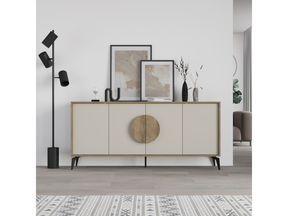 Drewniany kredens "Gora Wide" - 180 x 36 x 82 cm - Kremowy