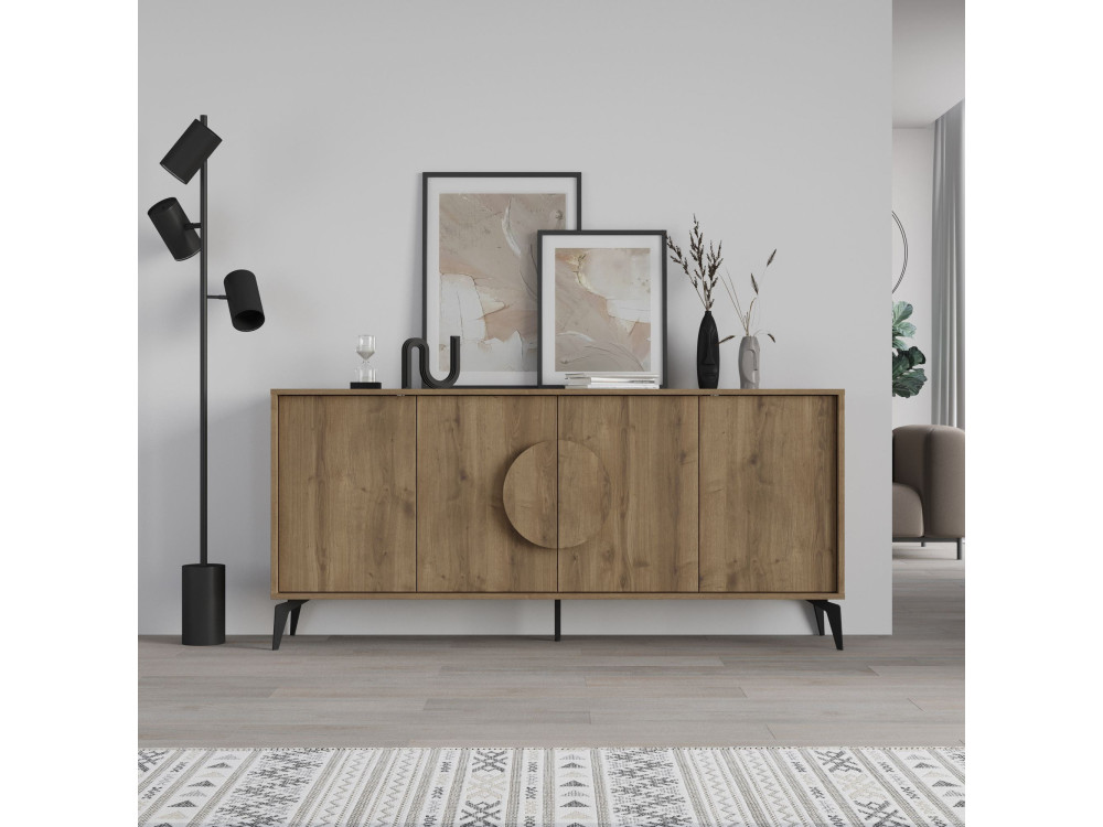 Drewniany kredens "Gora Wide" - 180 x 36 x 82 cm - Brązowy