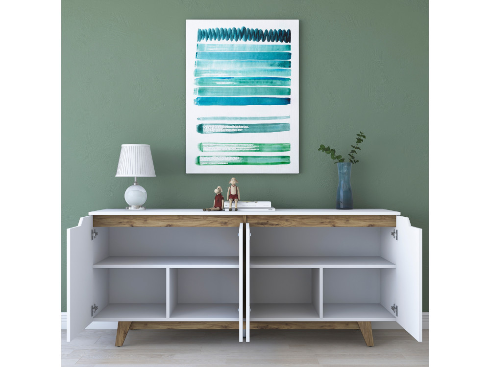 Drewniany kredens "Gondol" - 180 x 45 x 79 cm - Biały