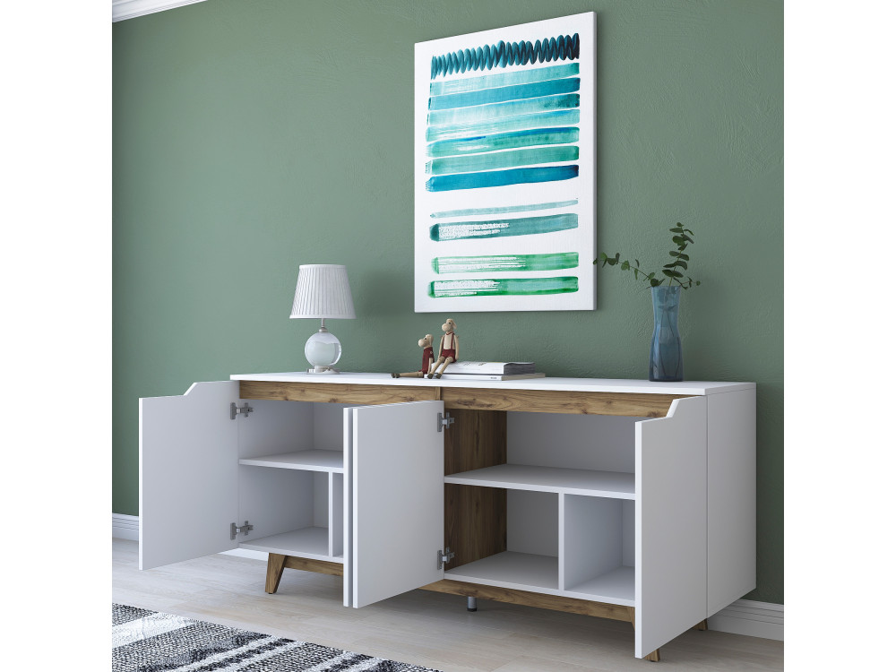 Drewniany kredens "Gondol" - 180 x 45 x 79 cm - Biały