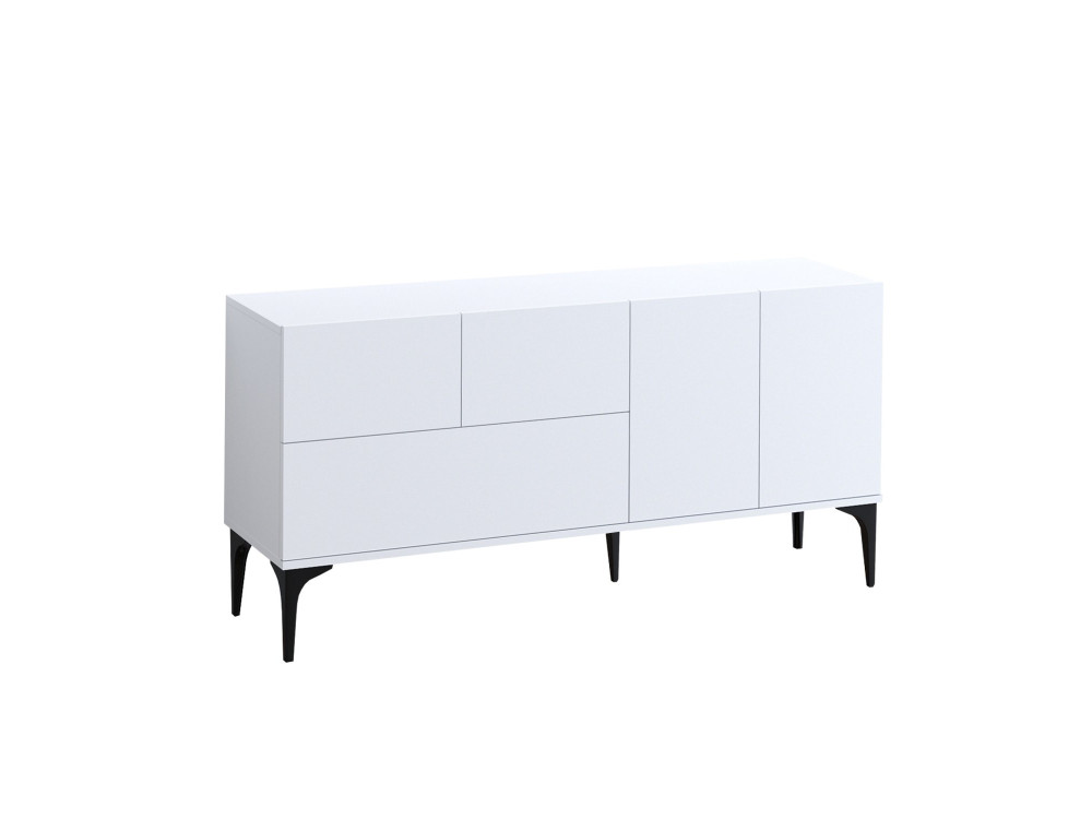Drewniany kredens "Ginny" - 150 x 35 x 75 cm - Biały