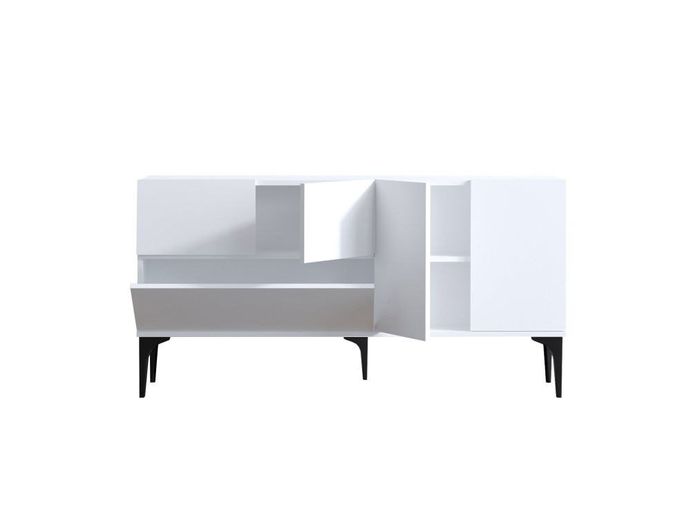 Drewniany kredens "Ginny" - 150 x 35 x 75 cm - Biały