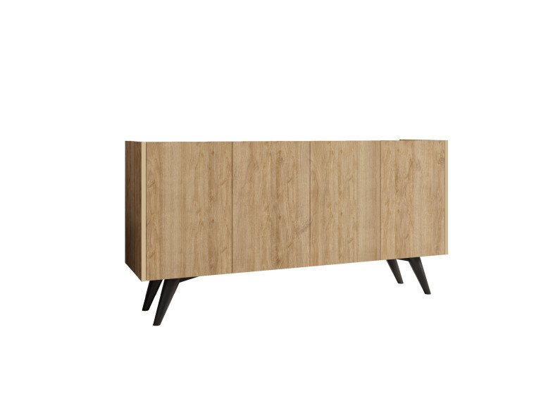 Drewniany kredens "Pekin" - 150 x 40 x 76 cm - Brązowy